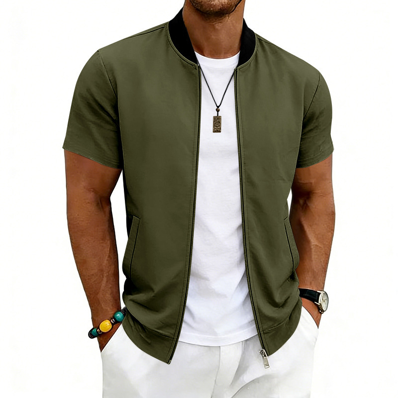Veste de baseball zippée à col montant pour homme, style sportif et léger, collection été 2026