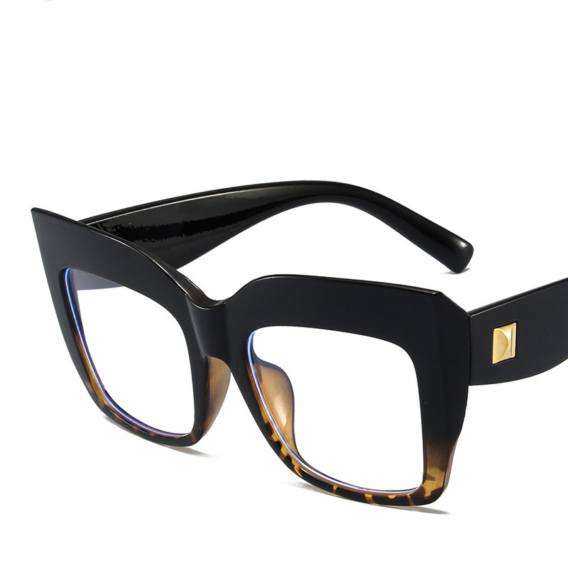 Lunettes surdimensionnées pour femmes, carrées transparentes, à la mode, verres transparents bleus, optique, Anti-lumière bleue