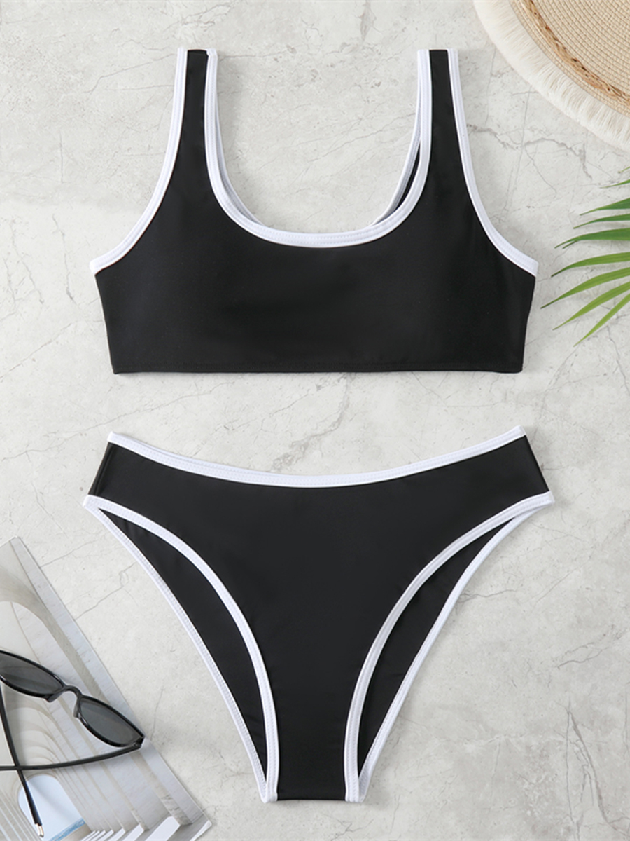 Ensemble bikini sportif deux pièces 2026, maillot de bain uni rembourré pour femme, tenue de plage