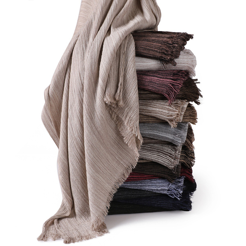 Nouveauté femmes musulman écharpe châles solide Foulard enveloppes grande taille plaine froissé rayonne Hijab islamique Turban bandeaux Foulard