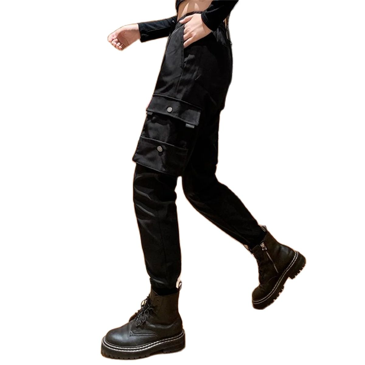 Mode coréenne Cargo pantalon femmes taille haute ample Baggy tactique pantalons de survêtement mode Hip Hop Harajuku Joggers pantalon femme