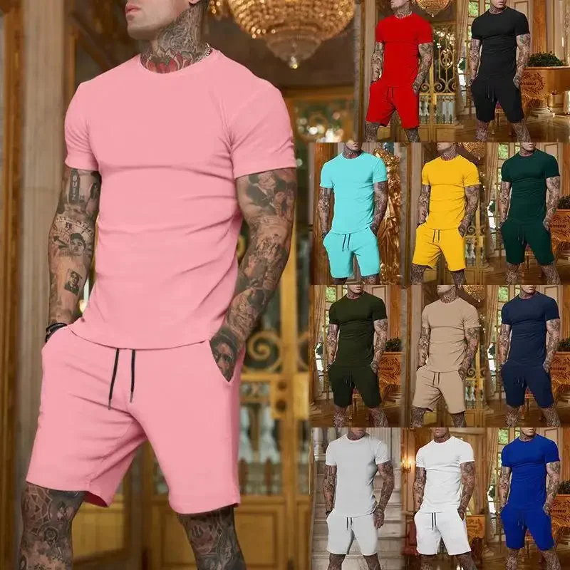 Ensemble de sport d'été décontracté et tendance pour homme : T-shirt respirant et short – Survêtement deux pièces décontracté et stylé