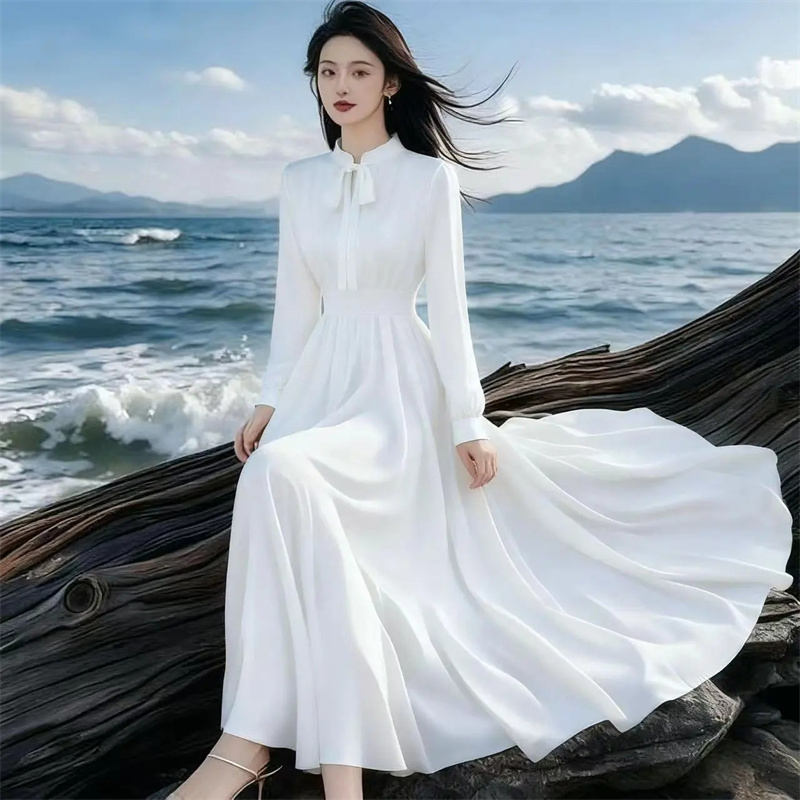 Robe coréenne de haute qualité pour femmes, nouvelle collection printemps-automne 2026, tempérament élégant, confortable, longue, robes pour dames