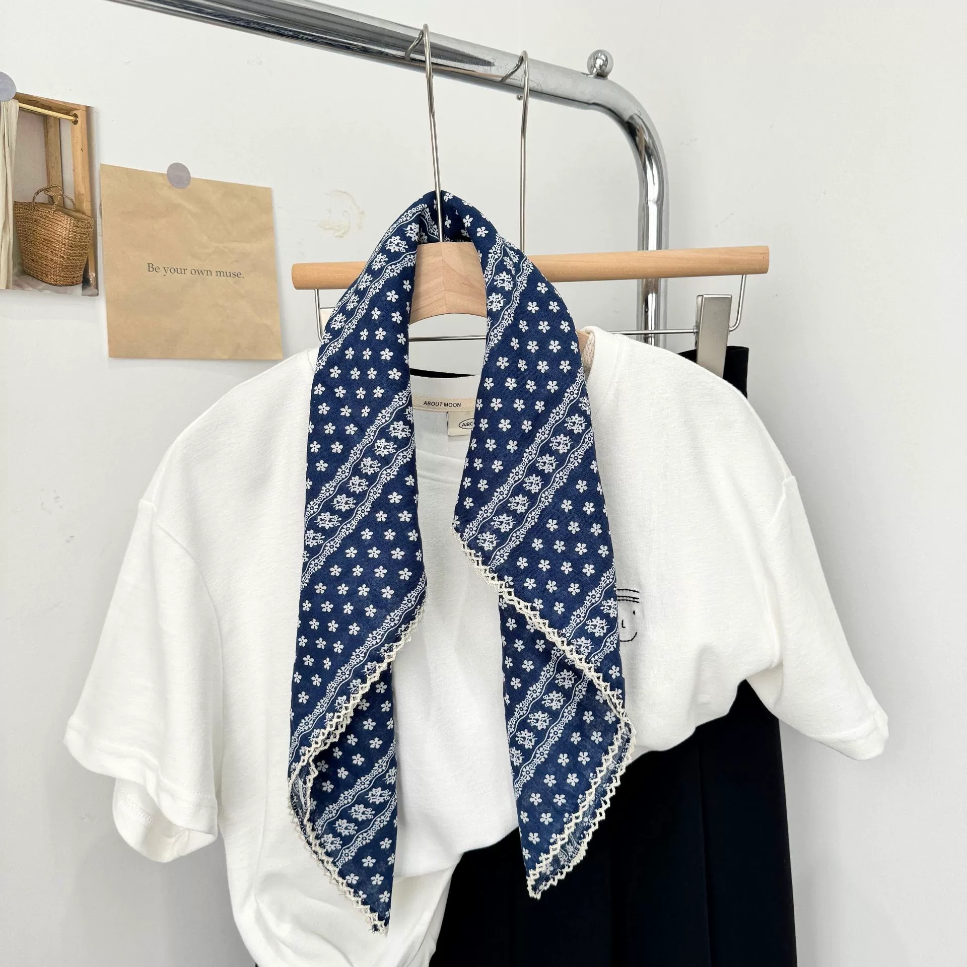 Foulard carré Vintage à fleurs, petit châle, foulard de Protection du cou de Style coréen