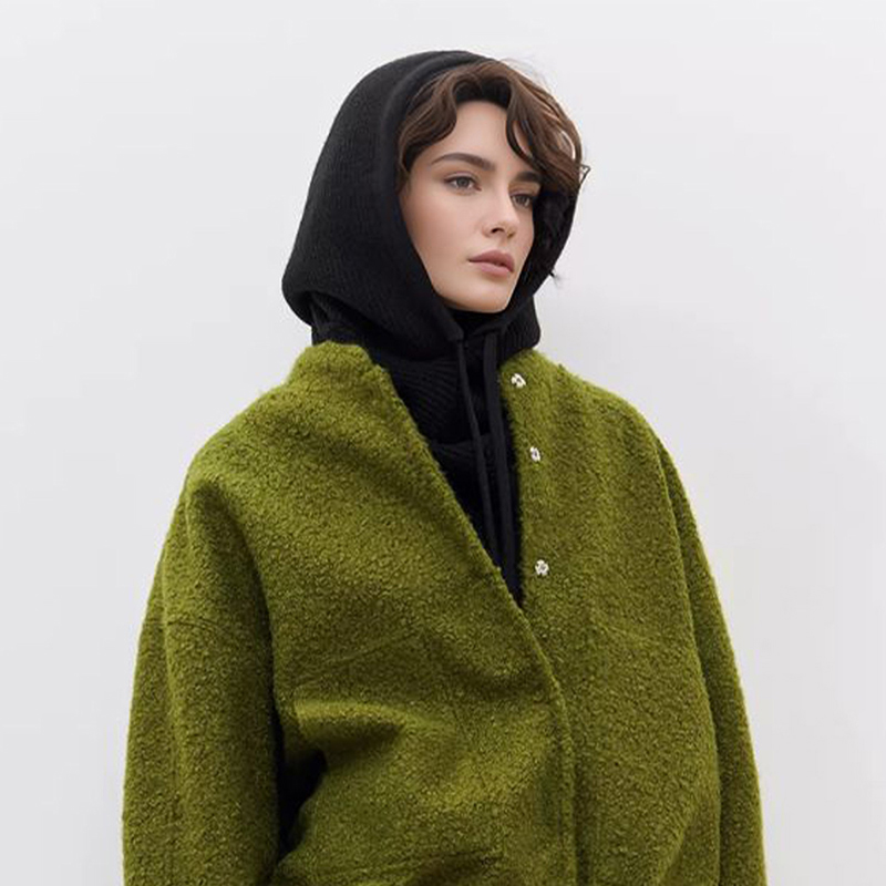 Cagoule d'hiver pour femmes, écharpe tricotée, casquettes à capuche, col chaud pour l'extérieur, bonnets pour filles, foulard résistant au froid
