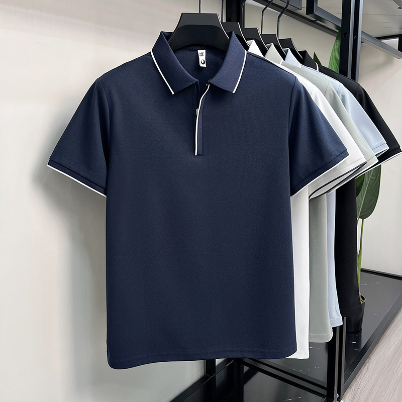 Designer marque Ice Silk manches courtes polo shirt confort respirant été monochrome hommes t - shirt mode affaires Casual TOP