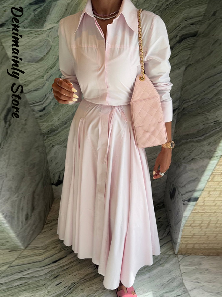 Robe longue décontractée à rayures pour femmes, style ceinture rabattable, simple boutonnage, mode d'été, tenue de bureau pour dames, 2025
