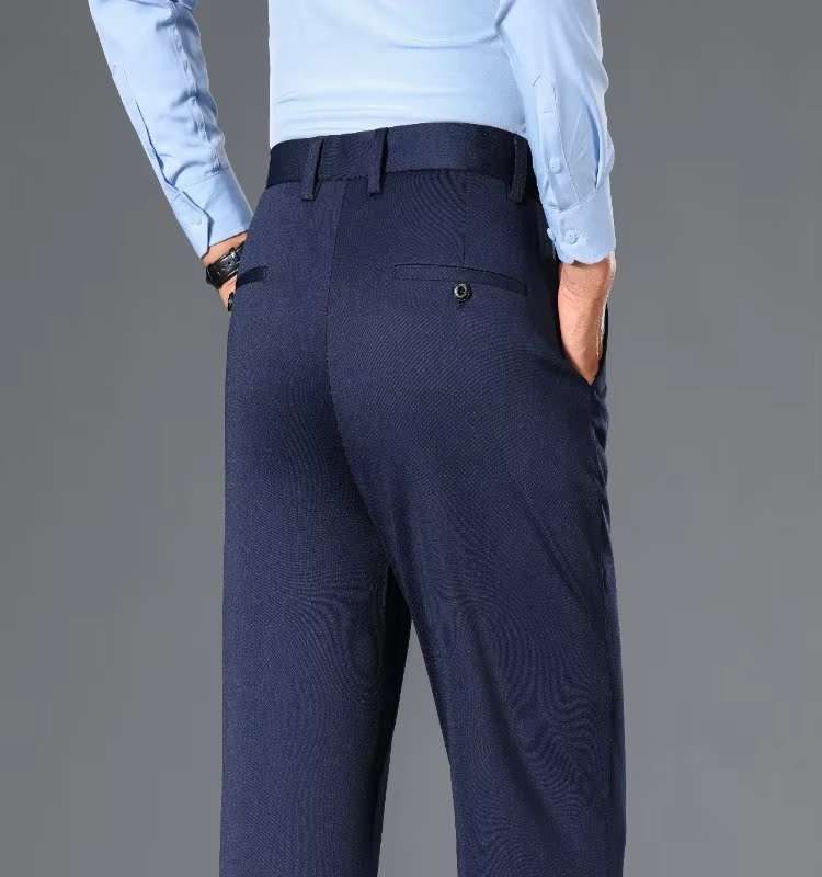 Pantalon de Costume Classique Grande Taille pour Homme, Coupe Droite Décontractée, Élastique, Idéal pour le Quotidien