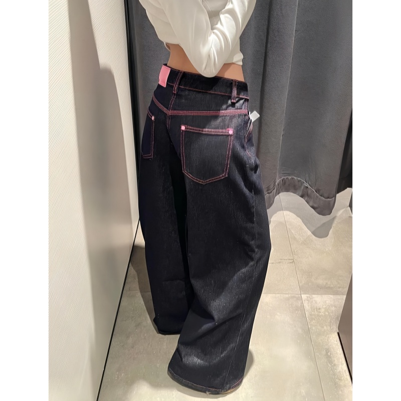 Jeans et pantalons pour femmes, taille basse, coupe évasée, en denim délavé, style décontracté d'été, effet ventre plat, jambe longue, coupe droite, jambe large