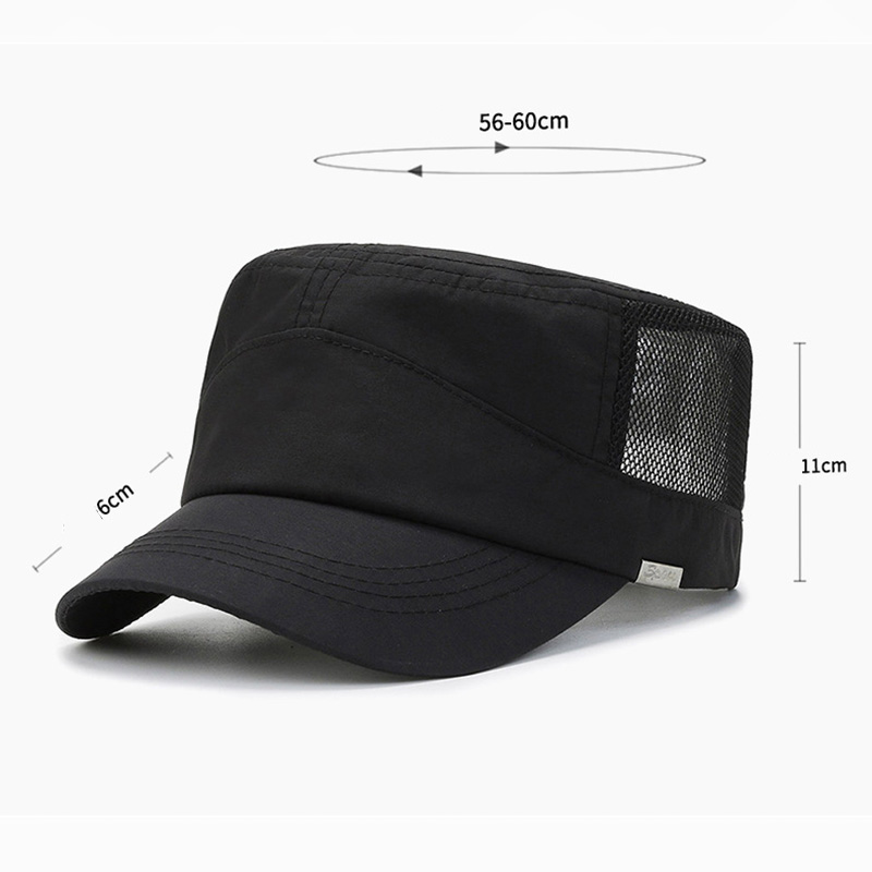Casquette plate de style militaire avec protection solaire, maille respirante, séchage rapide, pour la pêche, la randonnée, les activités de plein air estivales pour hommes