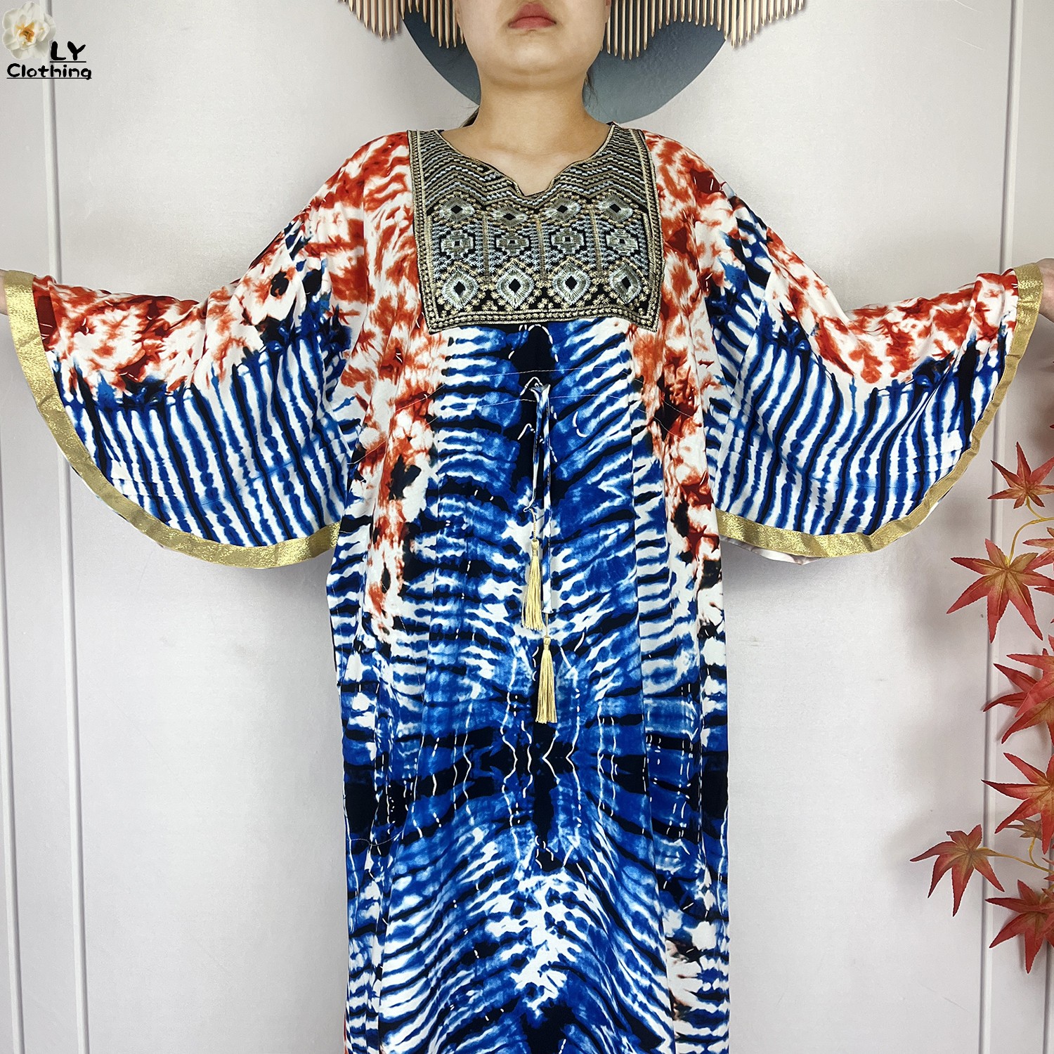 Abaya – Robe musulmane pour femmes, manches chauve-souris, ample, en pur coton, teinture par nouage, Kaftan de dubaï, Maxi, vêtements africains Vintage, nouvelle collection