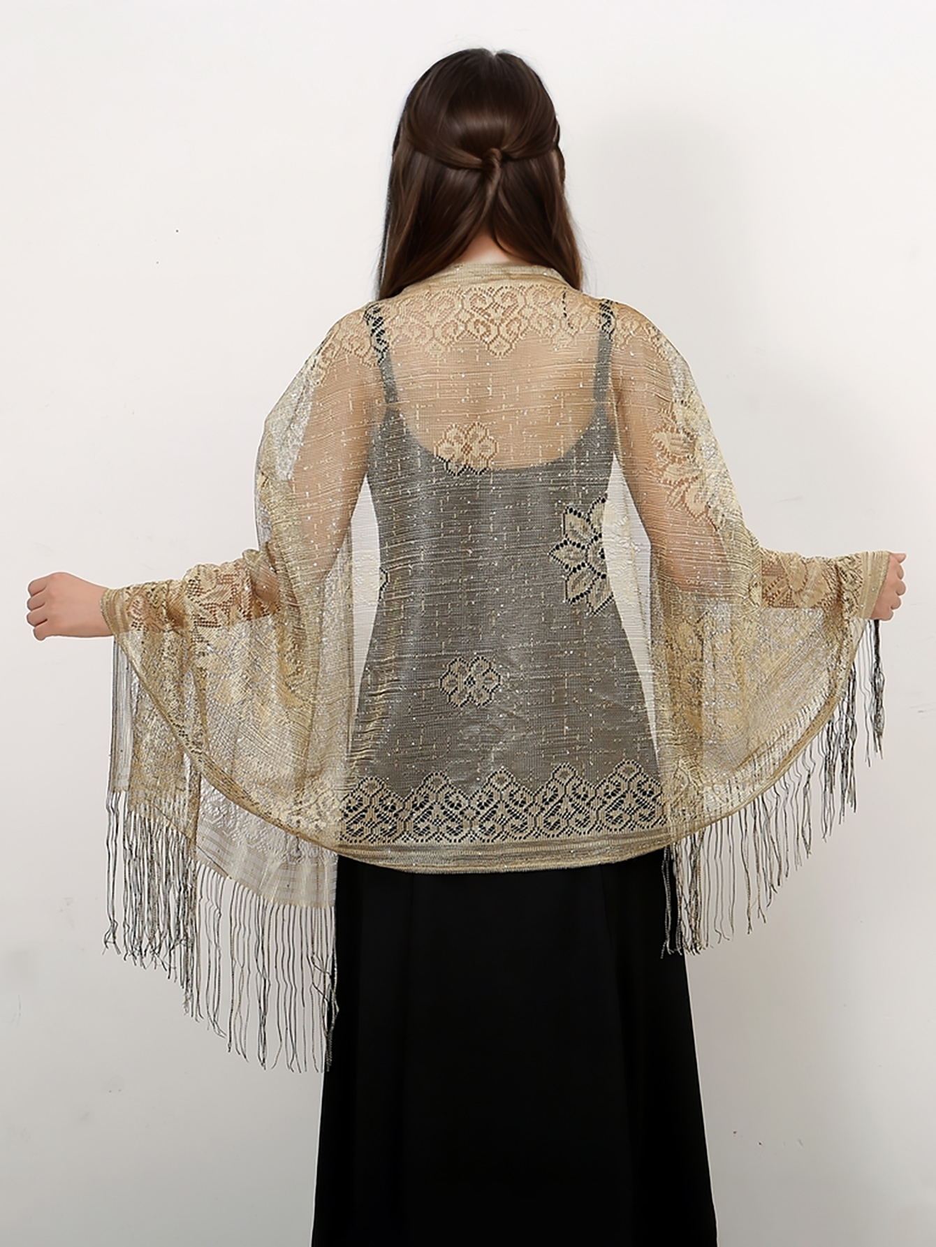 Robes de soirée brodées à paillettes Kendny pour femmes, châles, haussements d'épaules de mariage, cape de fête transparente, creux, patients, demoiselle d'honneur