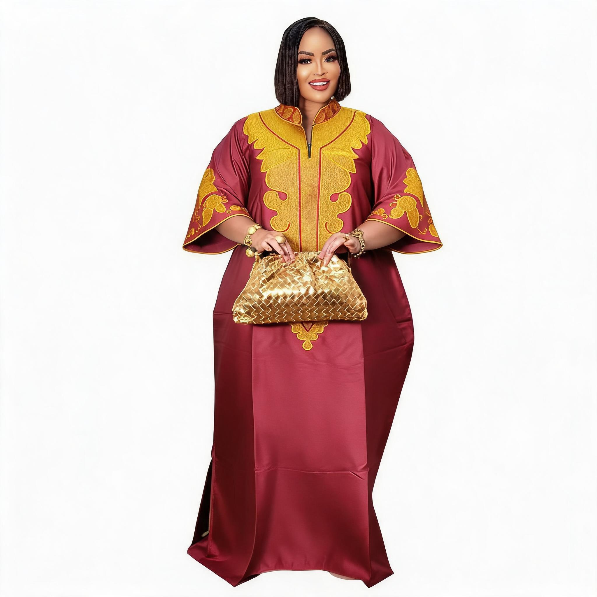 Robe africaine pour femmes, abaya brodée, grande taille, élégante, pour fête ou église, sans foulard