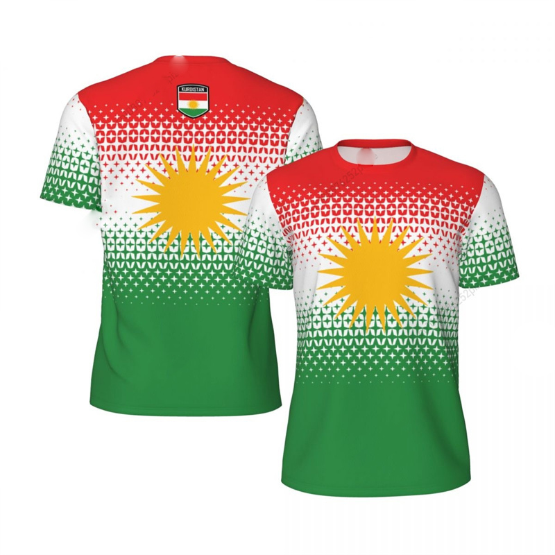 Drapeau kurde imprimé T-shirt pour hommes Football Sport rue décontracté à manches courtes col rond t-shirts course été mode kurds T-shirt haut