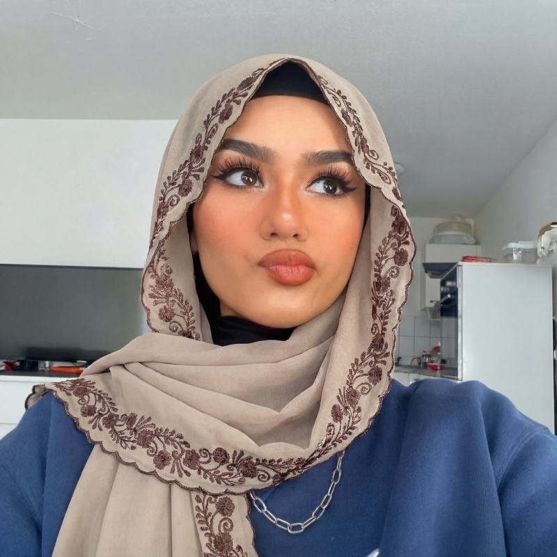 Hijab musulman de luxe en mousseline brodée, léger et doux pour la peau, élégant foulard bandana pour soirée, dîner ou rendez-vous