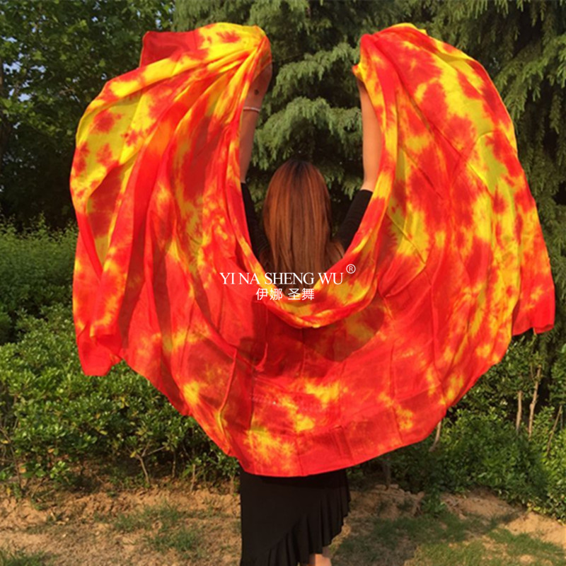 Cravate colorée teinte véritable foulard en soie naturelle personnalisé danse du ventre jeté à la main foulard en soie voile danse Performance accessoires de pratique