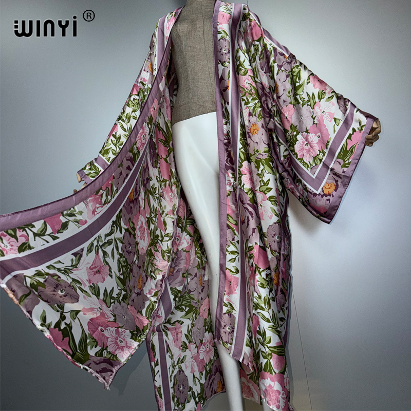 WINYI Kimono d'été bohème, kaftan, vêtement de plage, cardigan, robe de soirée, abaya, tenue de plage de luxe de Dubaï, robe de soirée pour femmes