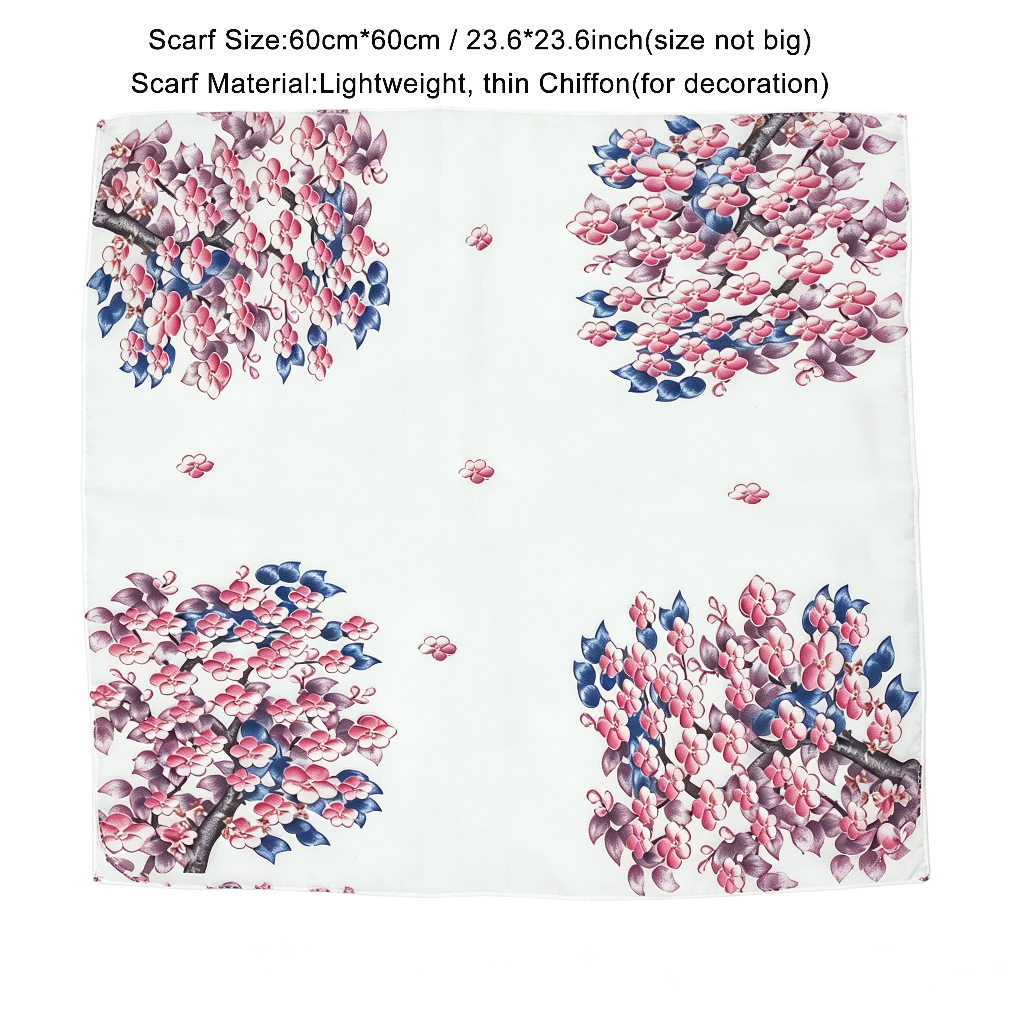 Écharpe de cou à imprimé floral avec boucle magnétique pour femme, écharpe fine semi-transparente en mousseline, facile à porter, tendance et assortie