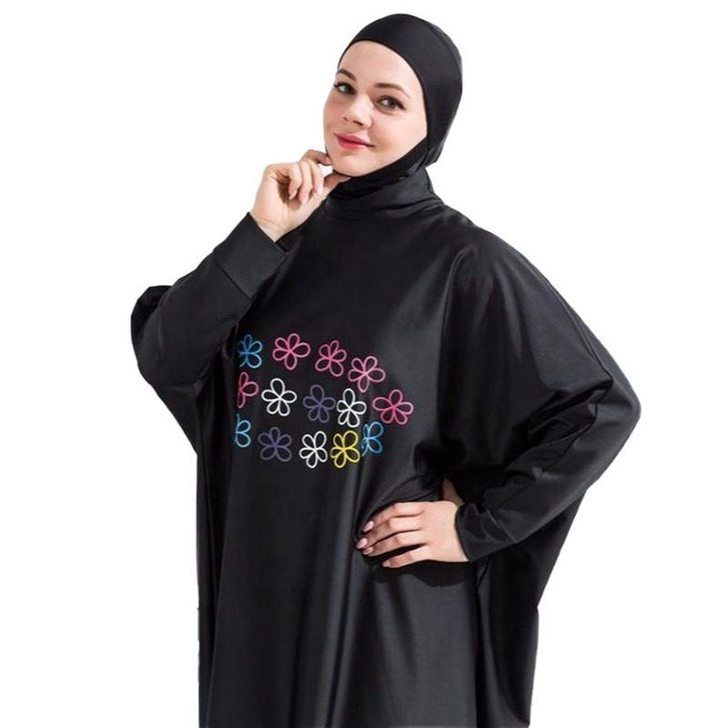 Femmes maillot de bain musulman maillots de bain sérigraphie 3 pièces vêtements islamiques Hijab manches longues Sport maillot de bain Burkinis maillot de bain chauve-souris