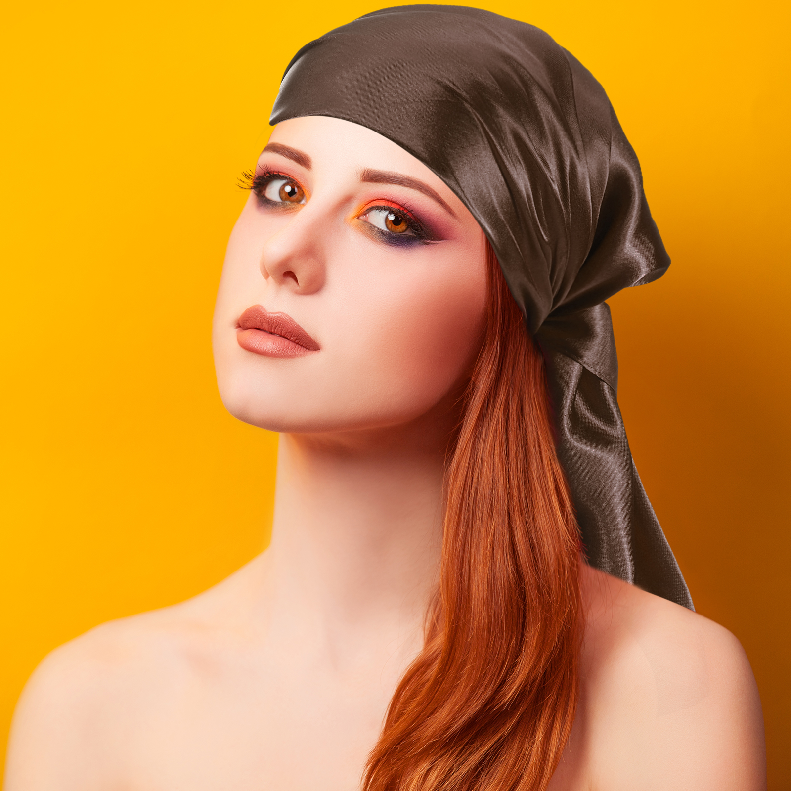 1 pièce Foulard de tête en satin de 35 pouces, Grand foulard carré effet soie, Bandanas pour cheveux, Foulards de nuit pour femmes