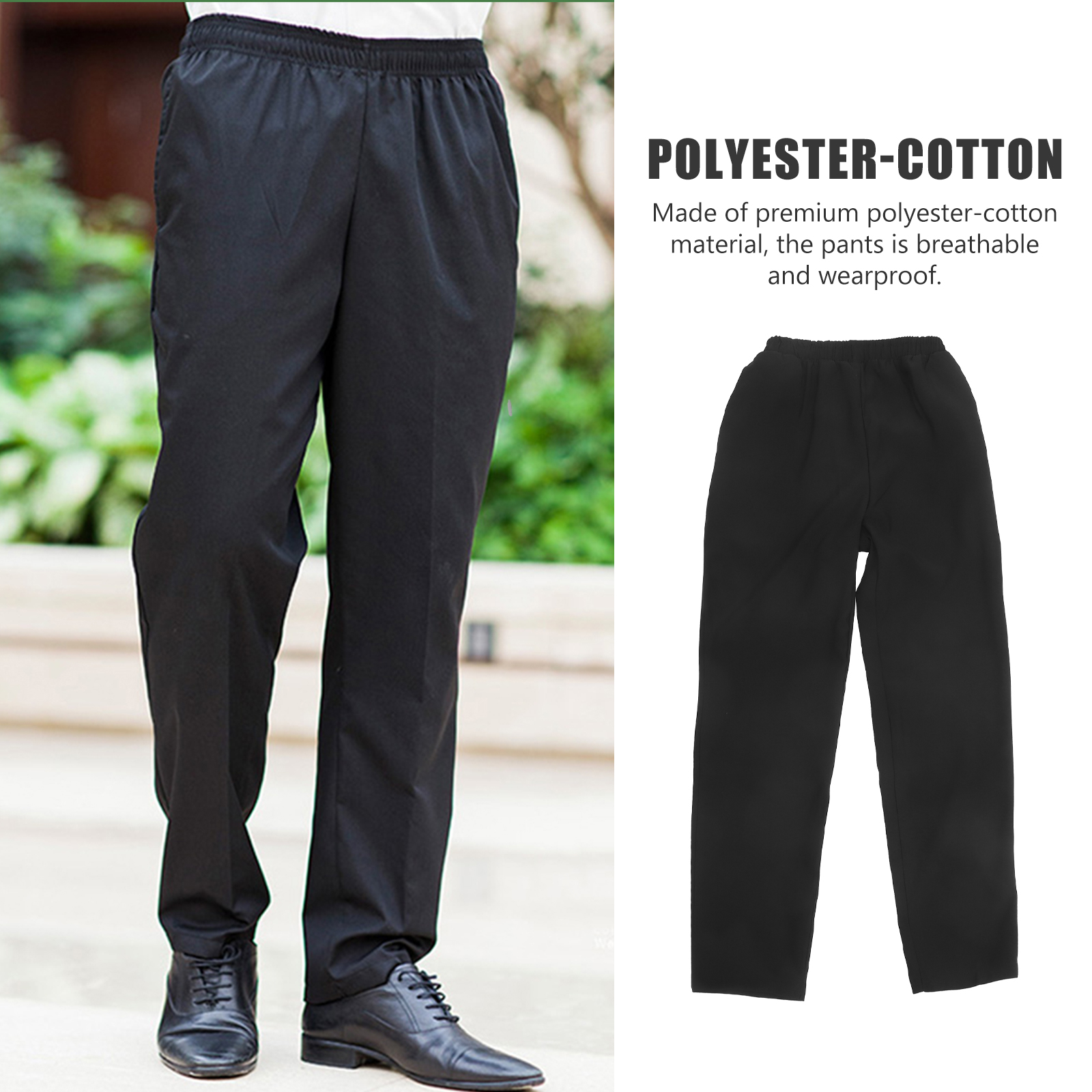 Une paire de vêtements de travail de chef pantalons durables pantalons de chef en matériau respirant-taille S (noir) pour hommes Filipina
