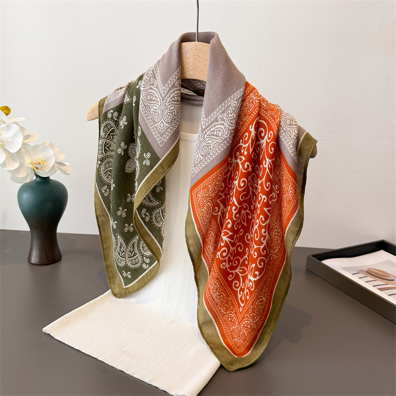 Hijab en coton imprimé paisley tendance 65*65cm pour femmes, foulard pour la tête, printemps automne, foulard doux, bandana, foulard carré