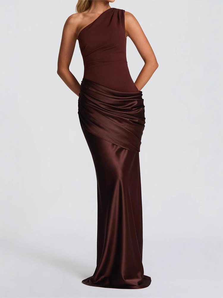 Robe élégante de style rétro classique à effet drapé, coupe ajustée irrégulière, sexy et haut de gamme, pour femmes, style élégant