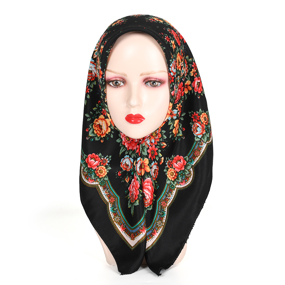 70*70 cm luxe imprimé fleuri Bandana écharpe femmes Style russe foulards carrés femme bandeau Babushka mouchoir bandeau