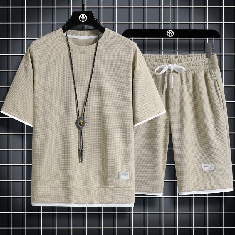 Vêtements de sport pour hommes, survêtement à la mode, t-shirts à manches courtes, Shorts, costumes 2 pièces, ensembles d'exercices de haute qualité pour hommes