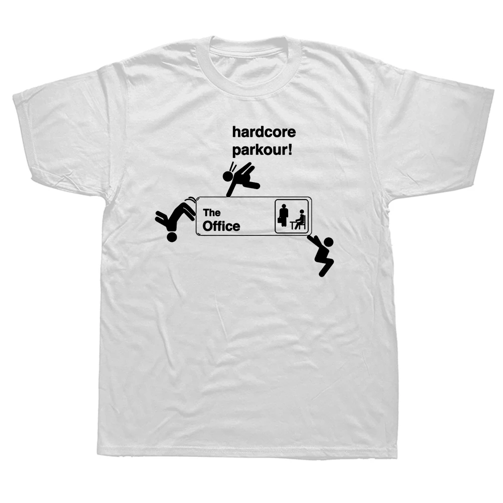 T-shirt manches courtes homme, streetwear, estival et humoristique, en coton, avec parkour, pour le bureau, cadeaux d'anniversaire