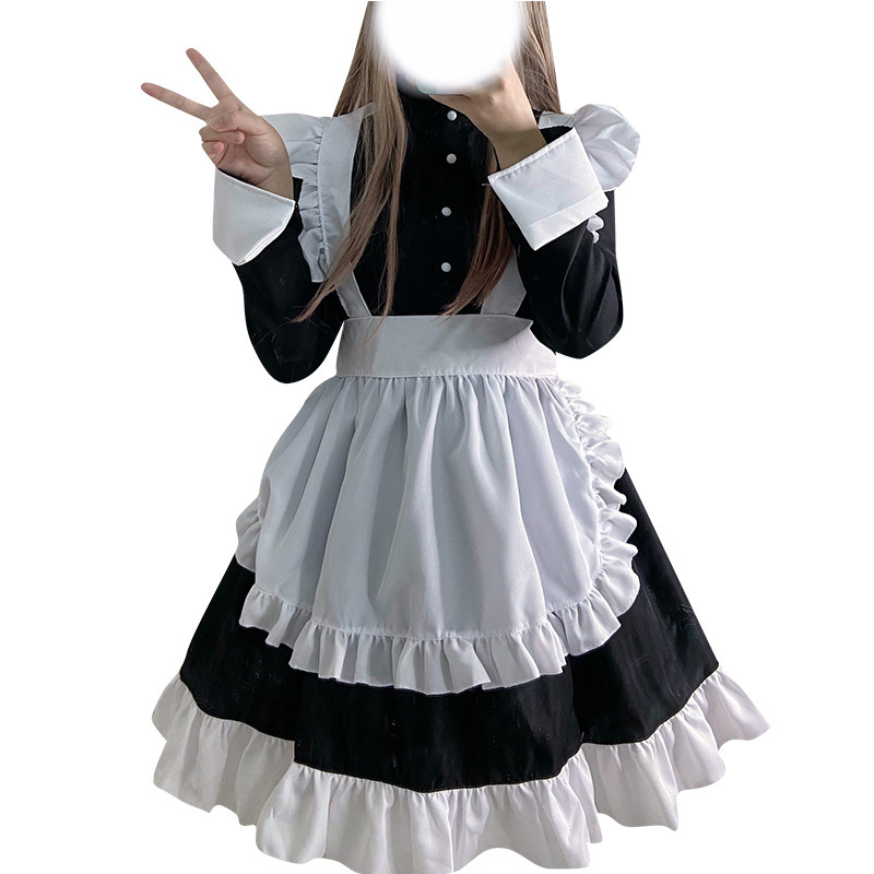 Robe de Costume de demoiselle d'honneur, longueur aux genoux, Lolita douce Halloween pour femmes, servante Ouji Kodona, tablier de femme de ménage mignon, tenue Vintage pour adultes