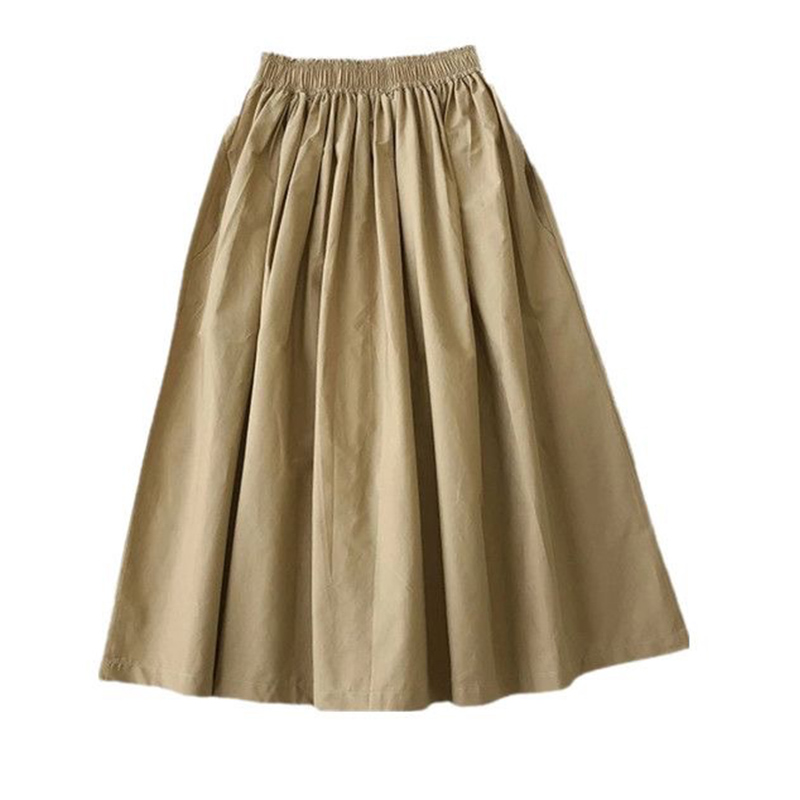 Femmes blanc jupe longue mode poches plissé genou longueur jupes automne 2024 nouveau décontracté élégant taille haute une ligne Femme jupes