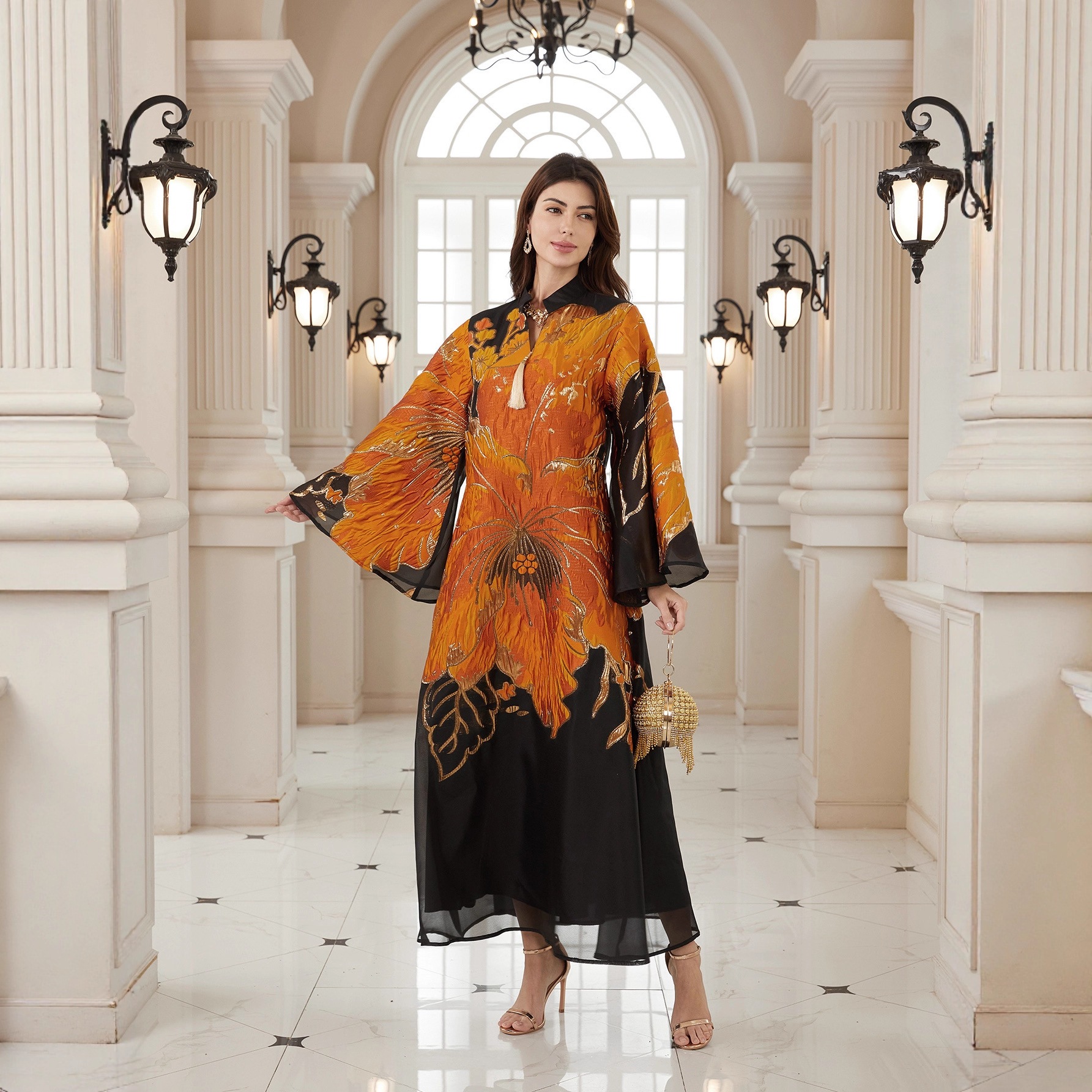 Abaya de l'Aïd pour femme, robe de soirée, Jalabiya à imprimé floral, style musulman de Dubaï, Robe longue, Caftan de prière marocain, Robe Abayas 2026
