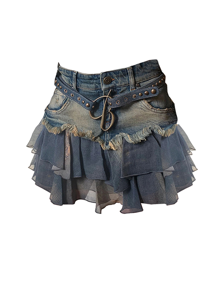 Jupe Patchwork Vintage Y2k pour femmes, jupe d'été, Harajuku, Style coréen, Streetwear, mode élégante, ligne a, Mini jupe, vêtements Pippie