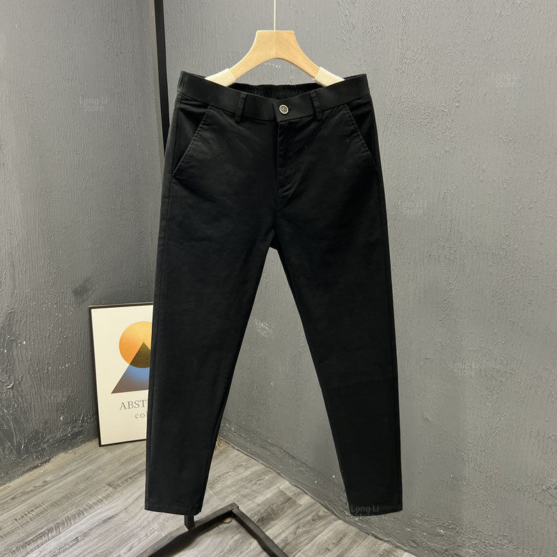 Pantalon en coton respirant monochrome pour homme, pantalon d'affaires confortable, haute qualité, nouvelle mode, printemps et automne, 36, 2024