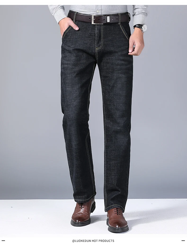 Jeans droits pour hommes, mode masculine, nouvelle collection 2024, pantalon slim extensible, confortable, doux, denim, pantalon de travail, vêtements de marque pour hommes