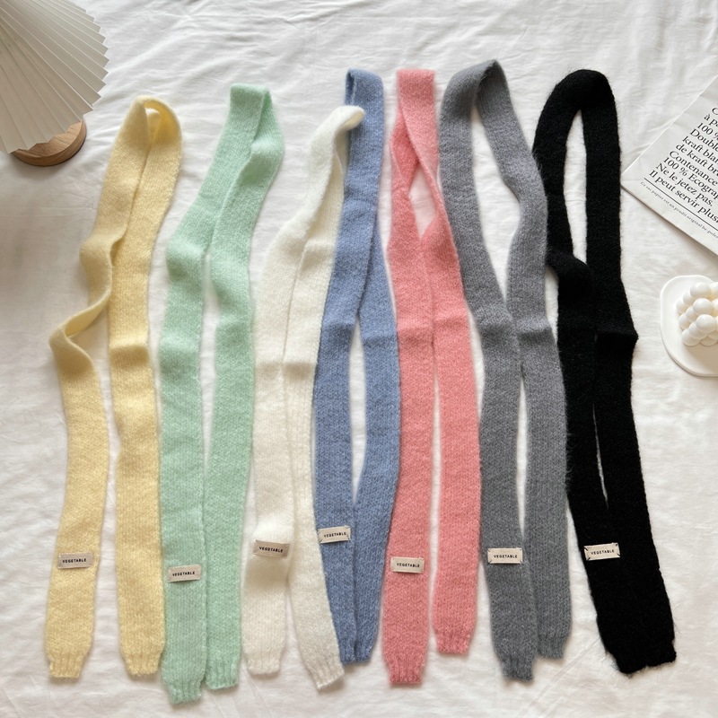 Écharpes tricotées de Style coréen, écharpe fine à la mode en peluche longue et solide pour femmes, Imitation fourrure de vison Y2K pour filles, écharpe chaude