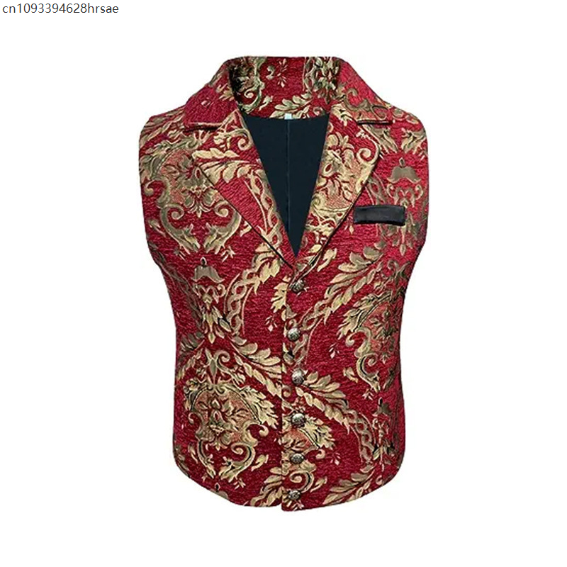 Gilet de Costume Victorien pour Homme, Style Cour Royale Médiévale, Gilet Gothique Steampunk, Veste sans Manches, Tenue de Mascarade