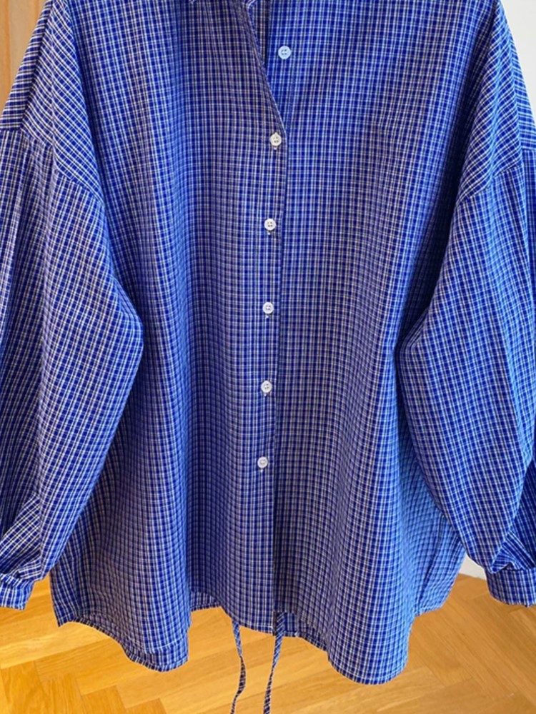 Chemisiers rayés en coton à manches longues pour femmes, chemise à la mode, bleu marine, automne, hiver