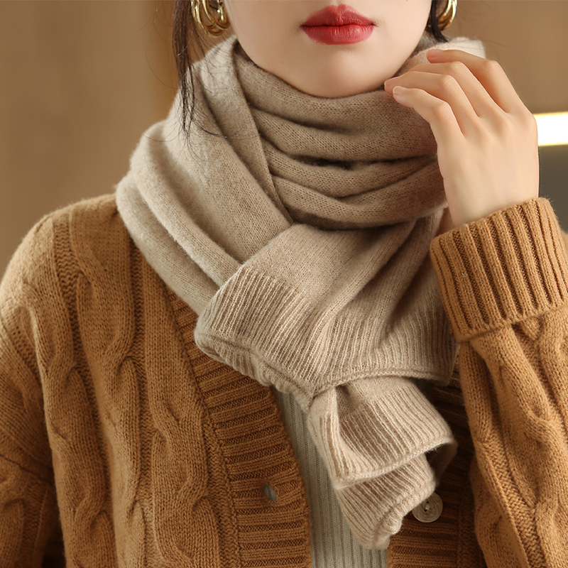 Châle en cachemire pour femmes, écharpe 100% laine mérinos, manches de couleur Pure, automne hiver, écharpe chaude pour l'extérieur