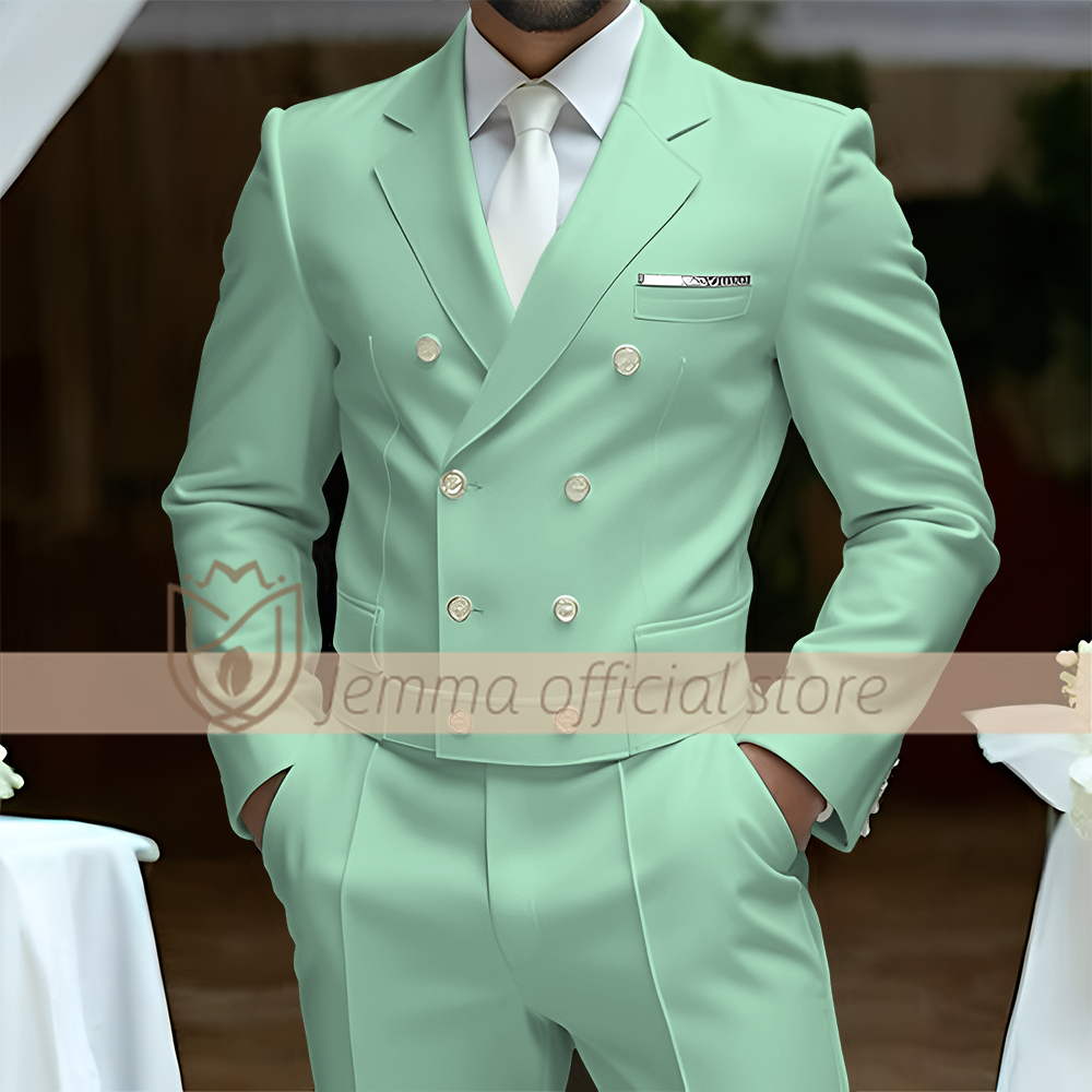 Ensemble de costume 2 pièces pour hommes, style gilet croisé, costume et pantalon, choix de mariages et de célébrations