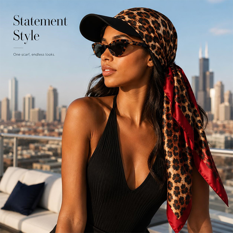 Chapeau carré imprimé tendance pour femme, bonnet bandana en satin avec lien, protection solaire extérieure, visière anti-UV, foulard, accessoire de voyage