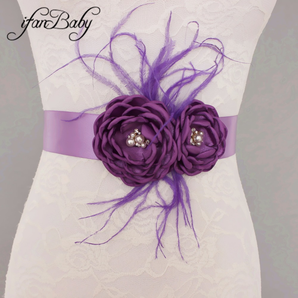 Ceinture à fleurs brûlées, ceinture à ceinture pour femme et fille, ceinture à plumes de mariage