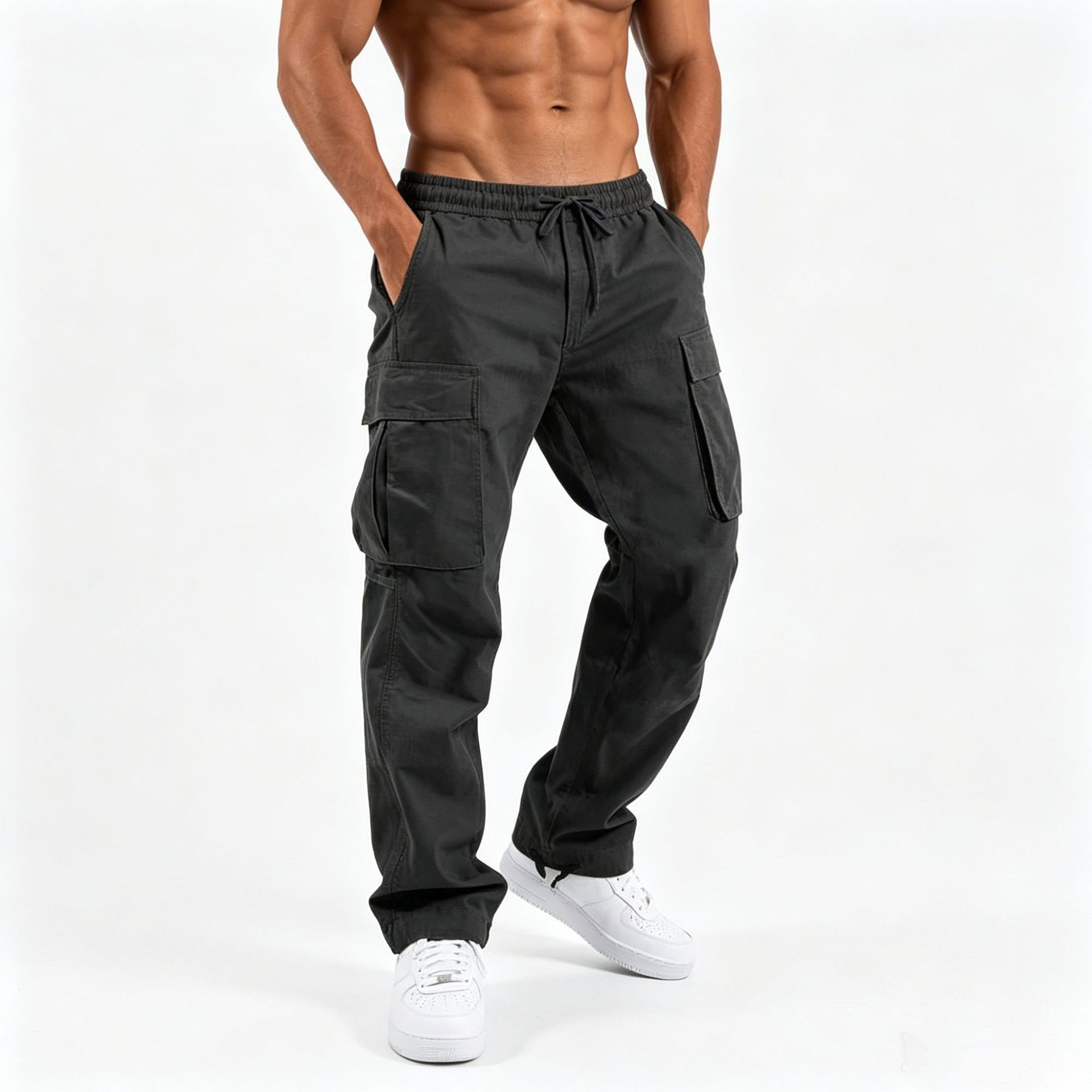Pantalon cargo américain pour hommes, pantalon de travail décontracté, multi-poches, coupe droite, léger, mode streetwear, printemps-automne