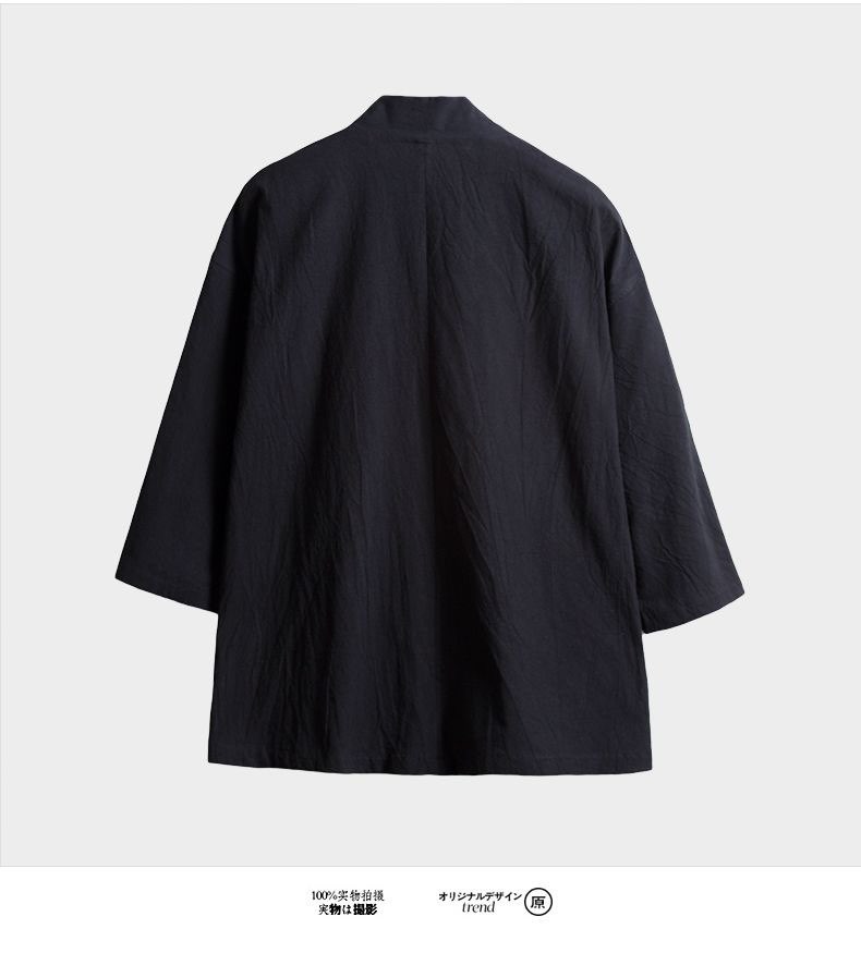 Kimono japonais pour homme, cardigan en coton et lin, Haori Yukata, costume de samouraï, vêtements chinois Hanfu, veste streetwear, tailles M-5XL