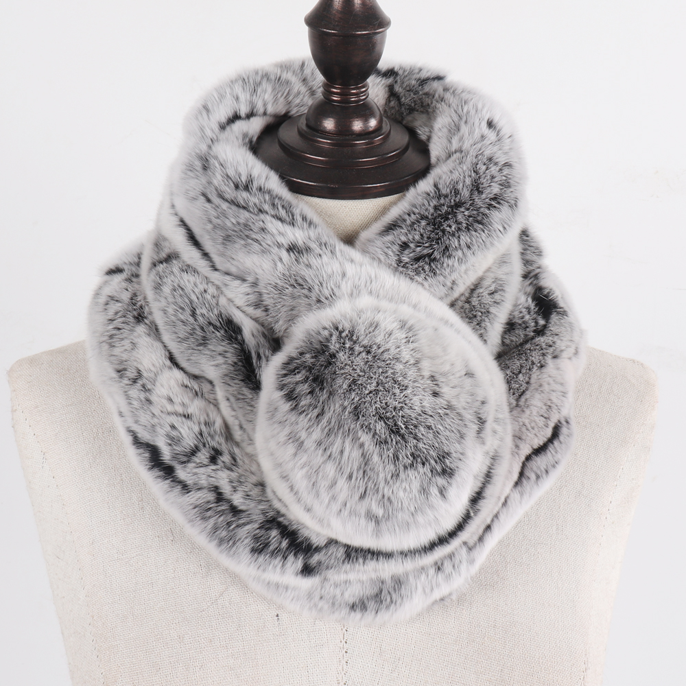 Hiver femmes 100% véritable Rex lapin fourrure écharpe naturel chaud Rex lapin fourrure anneau silencieux dame qualité Rex lapin fourrure foulards