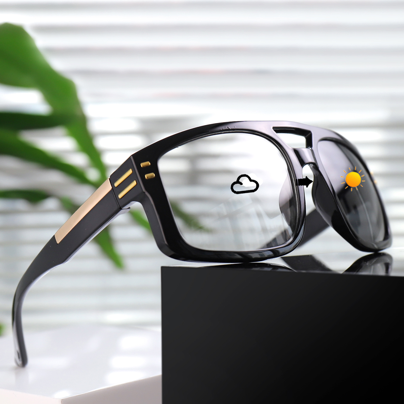 Lunettes de soleil photochromiques pour hommes et femmes, à grande monture avec pièces métalliques, adaptées à la randonnée, à l'équitation et à la course