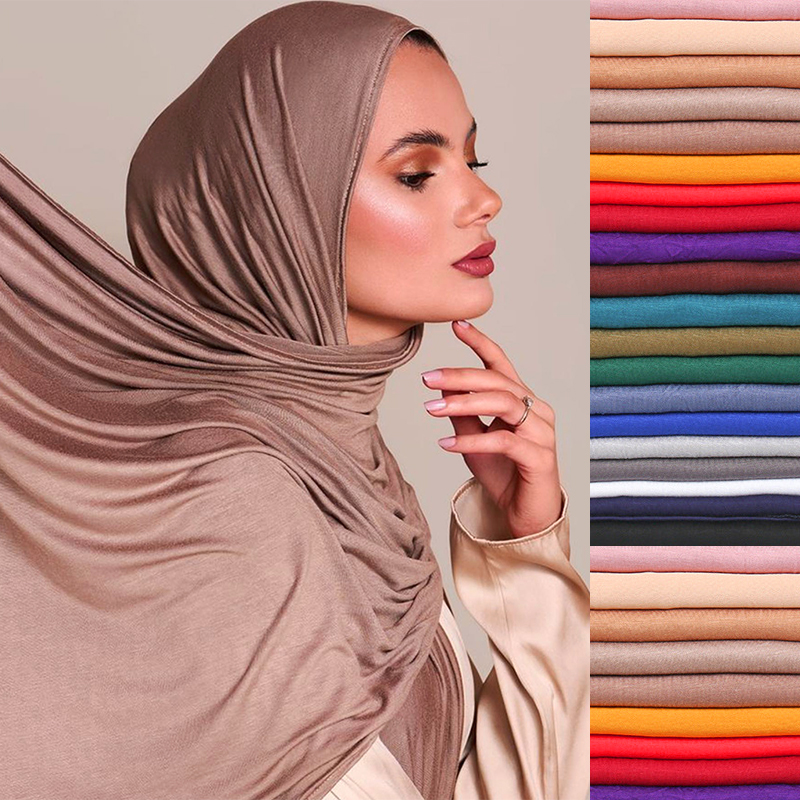 Hijab en jersey de coton modal pour femmes musulmanes, mode Ramadan, hijab de haute qualité, couleur unie, doux, long foulard africain
