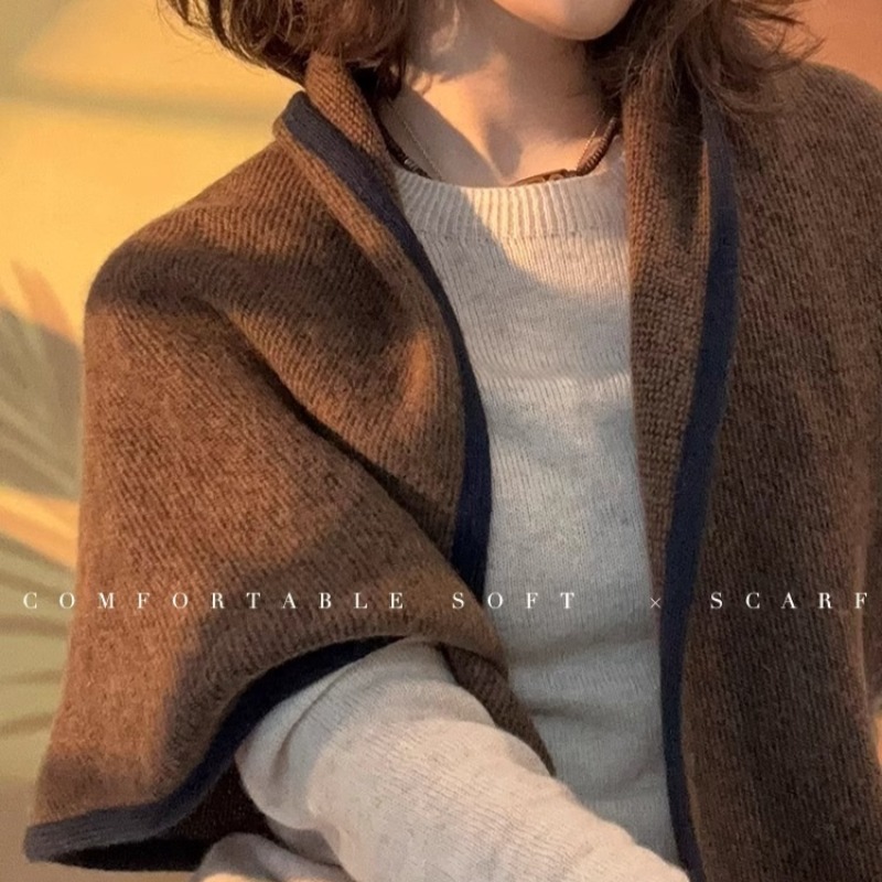 Écharpe triangulaire japonaise 100% laine, châle tricoté haut de gamme élégant britannique pour femme, écharpe de Protection du cou chaude pour l'hiver