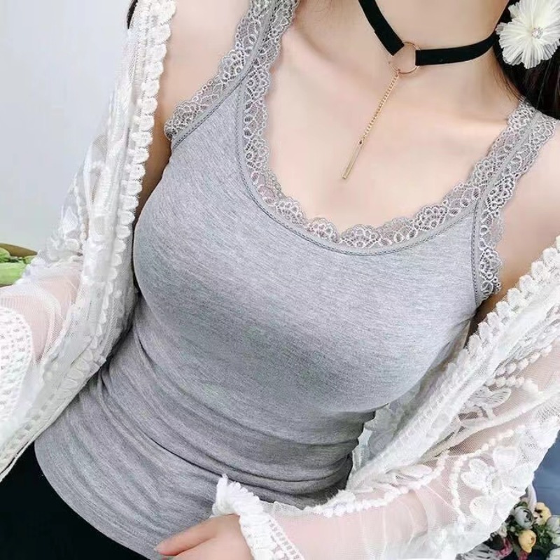 Haut d'été femmes sans manches dentelle débardeur Sexy femmes T-shirt gilet débardeurs femme gilet hauts blanc noir sous-vêtements femmes